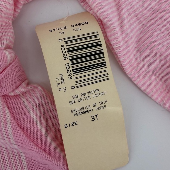Vintage 80s 90s Health-Tex Little Girl Pink White Striped Dress, NWT, Girls 3T - Picture 8 of 8
